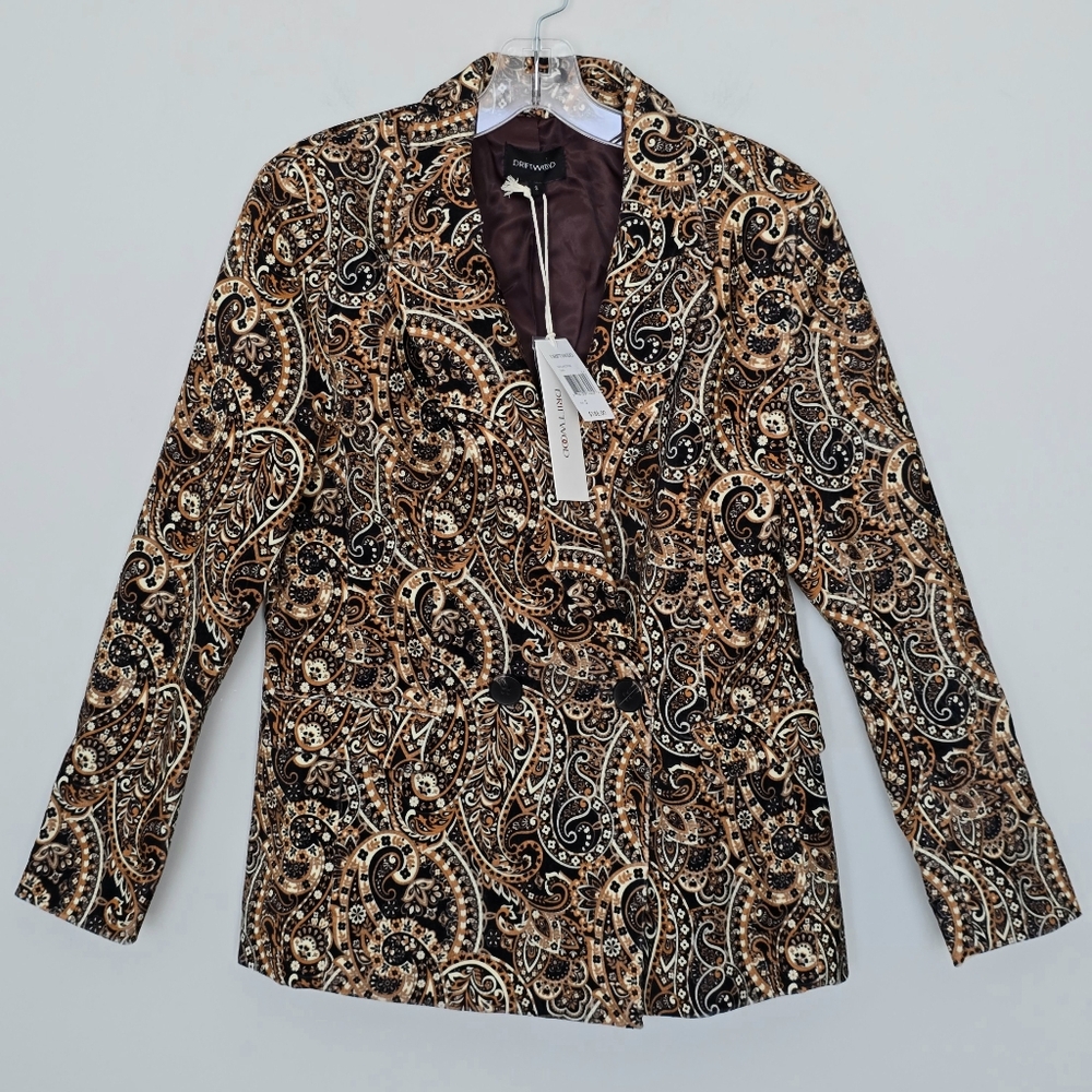 DRIFTWOOD Paisley Velvet Blazer Jacket Womens Small Brown Multi NWT
